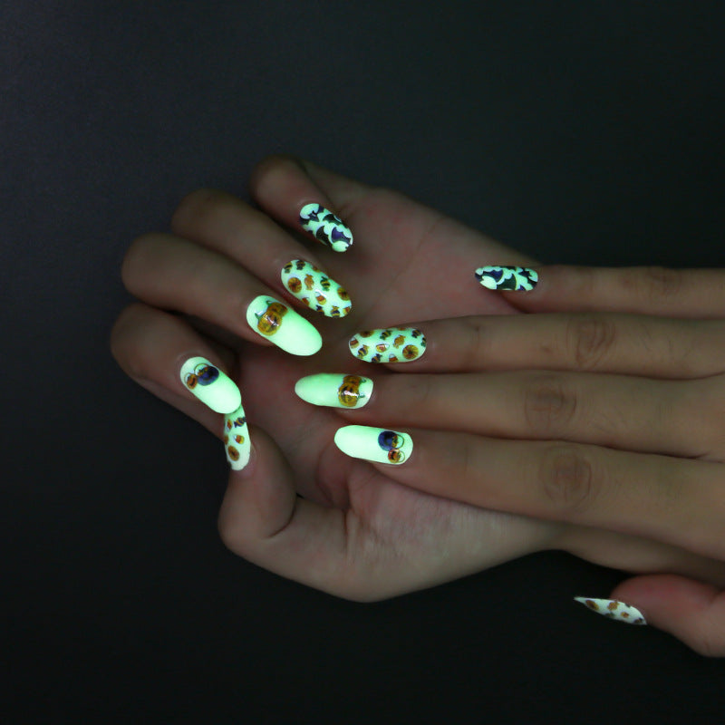 Glow in the Dark Halloween Nail Stickers - Full Nail Wraps for 16 Fingers - Halloween Nail Art Decals