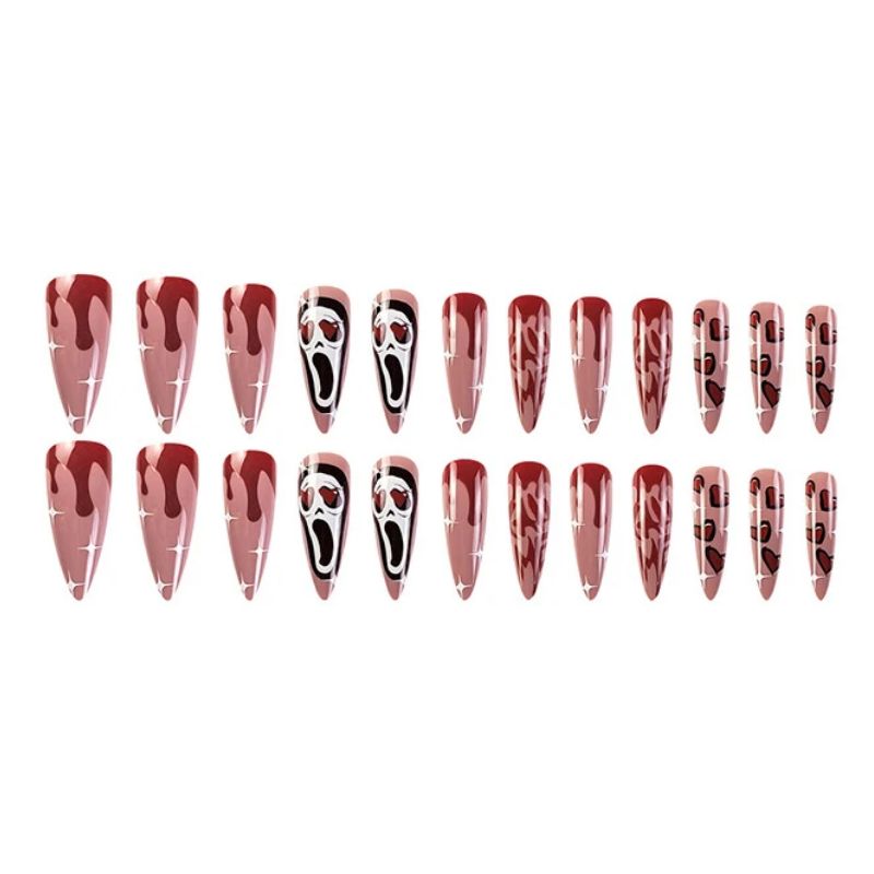 Y2K Halloween Dark Aesthetic Long Ballet Nails - 24-Piece Pre-made Nail Set, Trendy European and American Sweet Cool INS Style