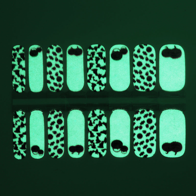 Glow in the Dark Halloween Nail Stickers - Full Nail Wraps for 16 Fingers - Halloween Nail Art Decals