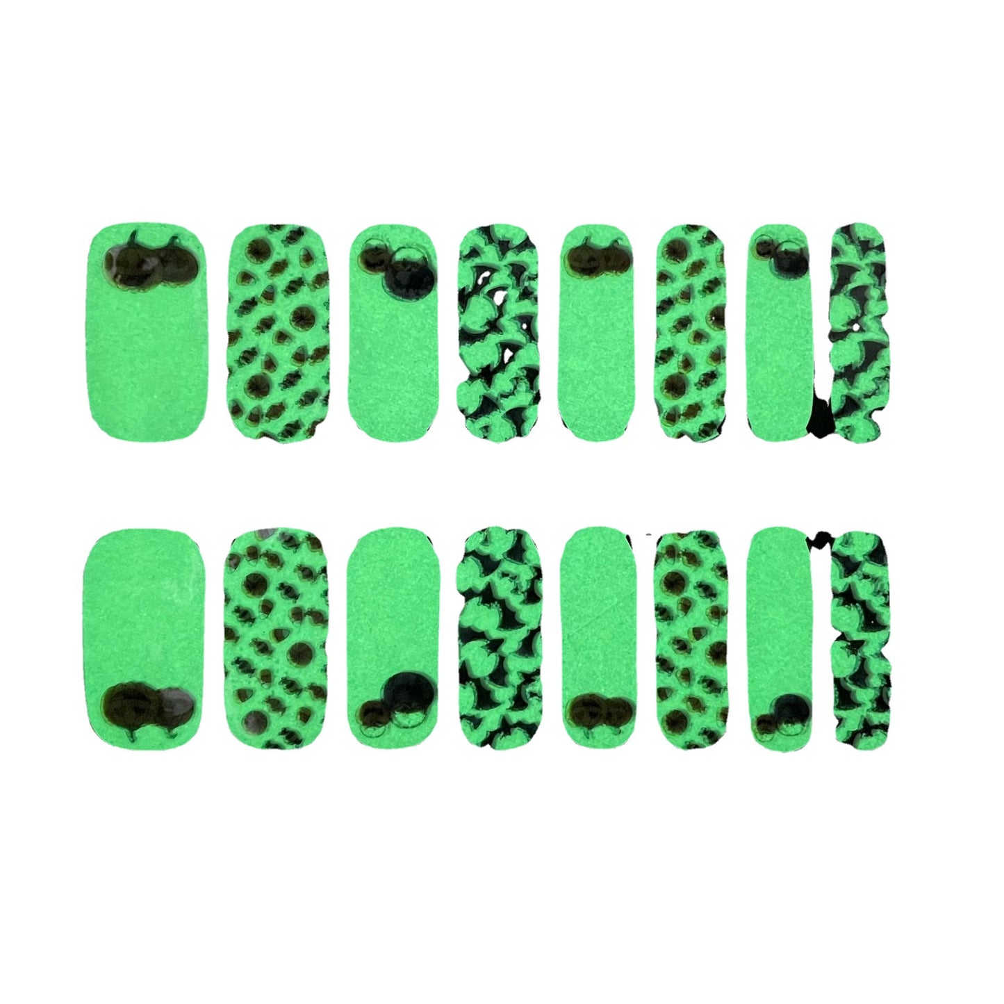 Glow in the Dark Halloween Nail Stickers - Full Nail Wraps for 16 Fingers - Halloween Nail Art Decals